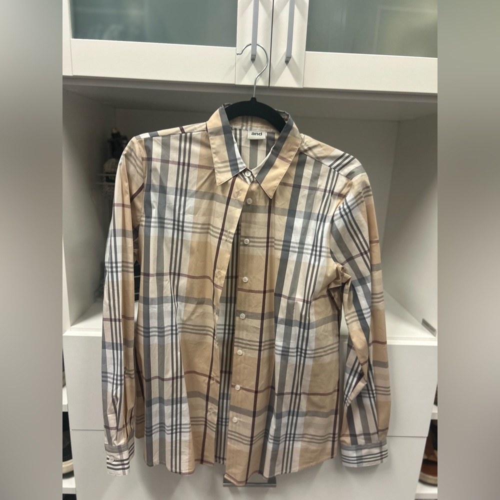 NWOT AND Beige Plaid Women’s Shirt
